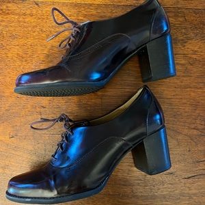 Women’s Clarks dark cherry loafers with heel